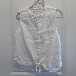 Gap Linen Sleeveless White Shirt Size L